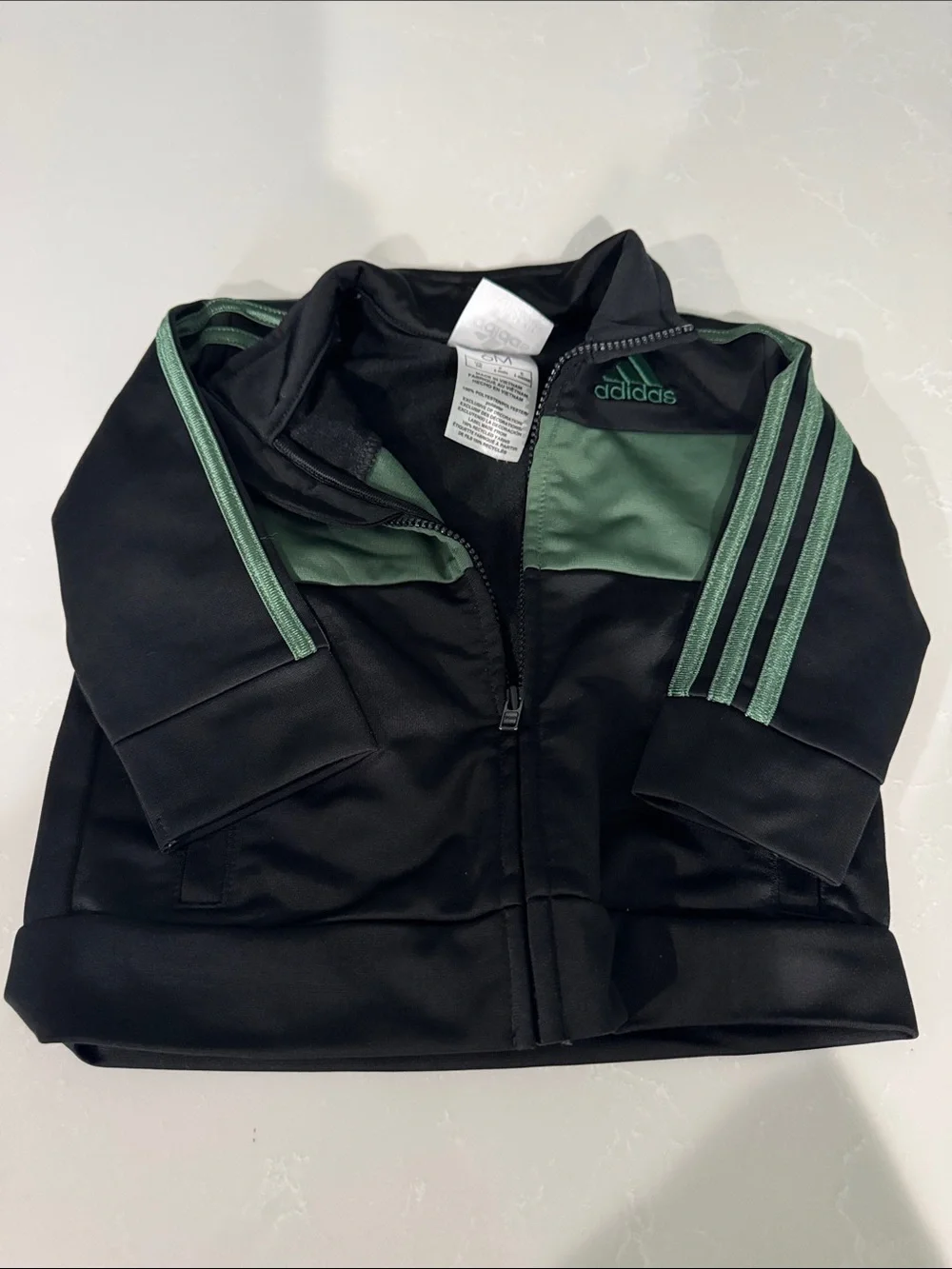 adidas Kids Black Joggers with Green Stripes